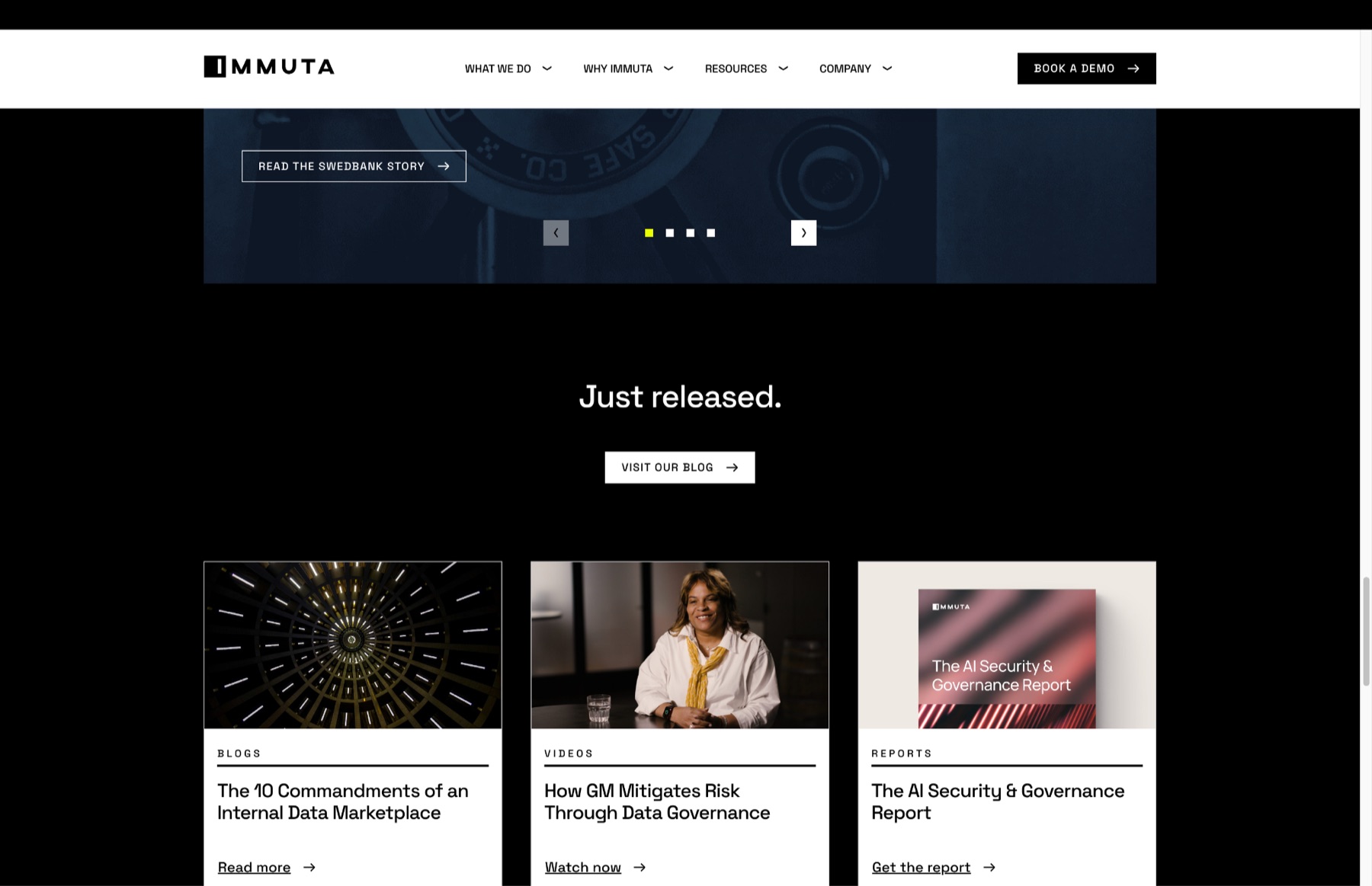 Immuta website page design