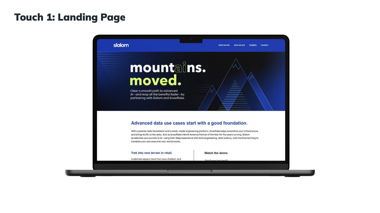 Move mountains landing page design
